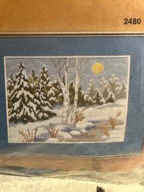 VTG NOS 1979 Artcraft Concepts needlepoint Winter Birches Long-stitch